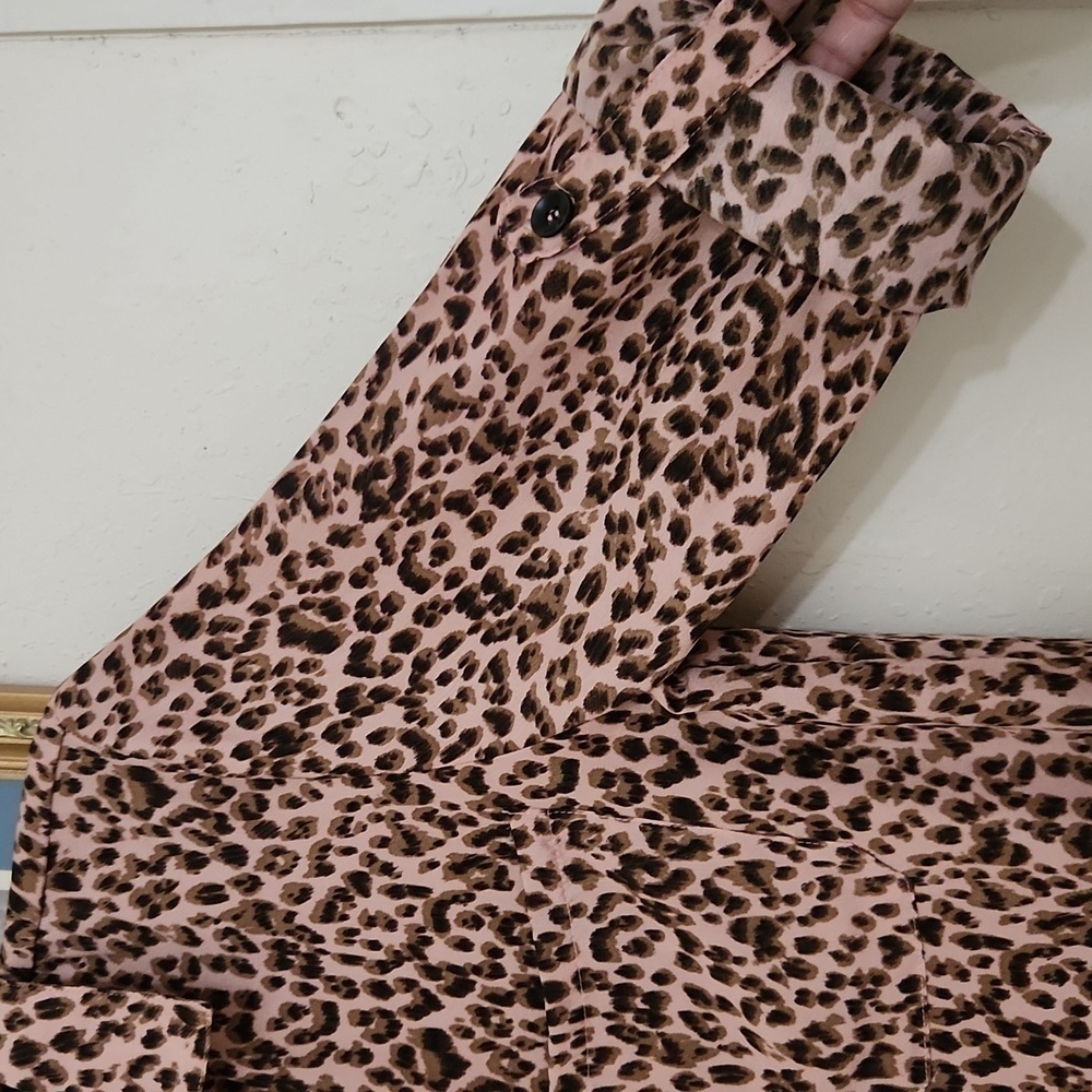Umgee Leopard Print Button Down Pink Brown Femini… - image 5